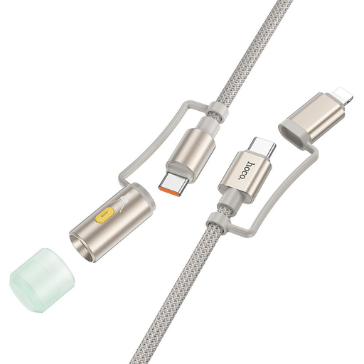 HOCO kábel All-in-one Type C / Lightning to Type C / LED lámpa PD 3A 60W U138 1,2 m szürke