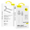 Blavec Kábel Raptor fonott - USB-C típus - PD 66W 6A 2 méter (CRA-UC6WS20) fehér-ezüst - 0. kép
