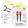 Blavec Raptor fonott kábel - Type C to Type C - PD 60W 3A 2 méter (CRA-CC3BR20) fekete-piros - 0. kép