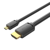 HDMI-D Male to HDMI-A Male Kábel Vention AGIBI 3m, 4K 60Hz (Fekete) - 2. kép