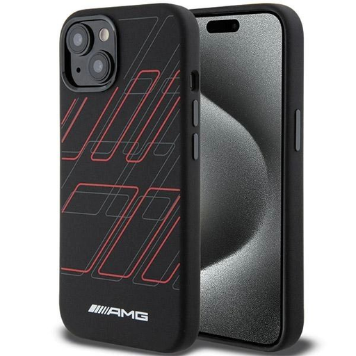 AMG szilikon nagy rombusz mintás MagSafe tok iPhone 15/14/13 - fekete AMG szilikon nagy rombusz mintás MagSafe tok iPhone 15/14/13 - fekete