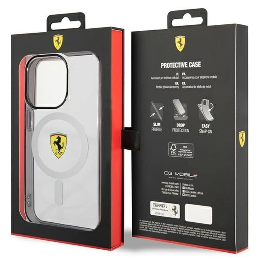 Ferrari FEHMP14LURKT iPhone 14 Pro 6.1" átlátszó keménytok Outline Magsafe tok - 8