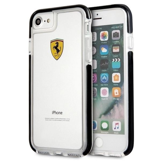 Ferrari Hardcase FEGLHCP7BK iPhone 7/8 SE 2020 / SE 2022 ütésálló átlátszó fekete tok Ferrari Hardcase FEGLHCP7BK iPhone 7/8 SE 2020 / SE 2022 ütésálló átlátszó fekete tok