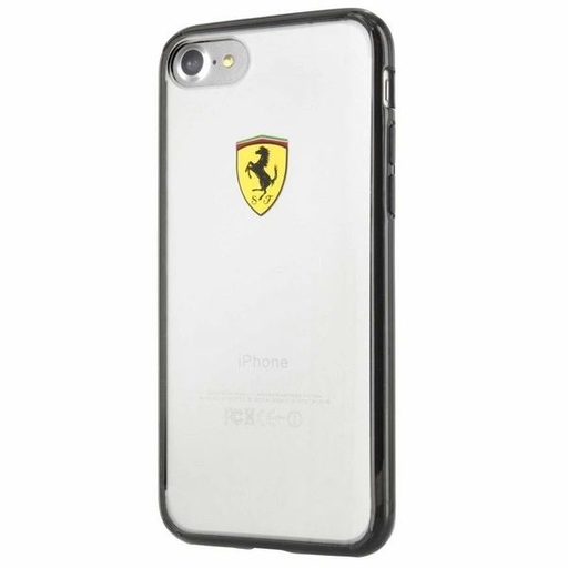 Ferrari Hardcase FEHCP7BK iPhone 7/8/SE 2020 / SE 2022 fekete/átlátszó Racing Shield tok