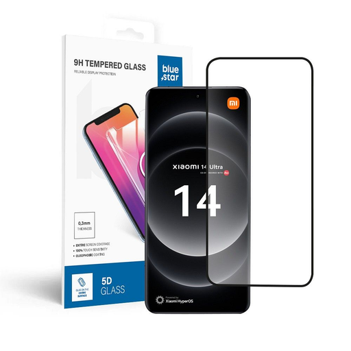 Edzett üveg Blue Star - Xiaomi 14 Ultra - fekete üvegfólia Edzett üveg Blue Star - Xiaomi 14 Ultra - fekete üvegfólia