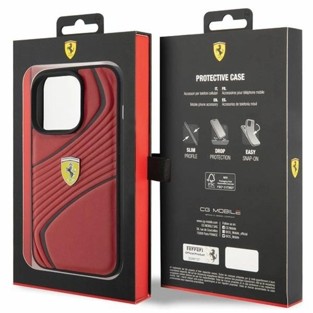 Ferrari Twist Fém Logós tok iPhone 15 Pro - piros - 8