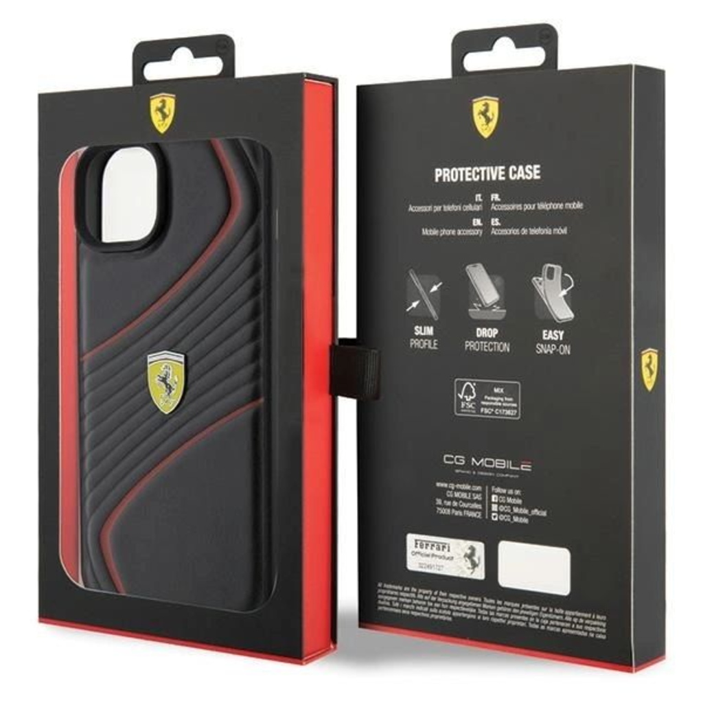 Ferrari Twist Metal Logo tok iPhone 15 Plus - fekete - 8
