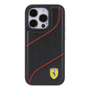 Ferrari Perforated Waves Metal Logo tok iPhone 15 Pro - fekete - 1. kép