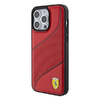 Ferrari Perforált Hullámok Fém Logós tok iPhone 15 Pro - piros - 0. kép