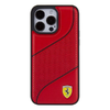 Ferrari Perforált Hullámok Fém Logós tok iPhone 15 Pro - piros - 1. kép