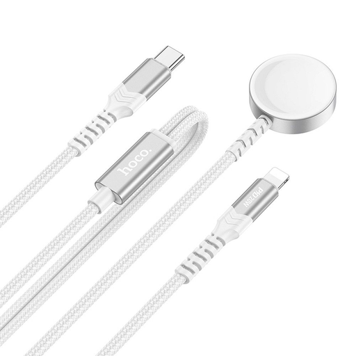 HOCO vezeték nélküli töltő 2 az 1-ben Type C Apple Watch-hoz + Lightning PD QC 3A CW54 1,2 m fehér