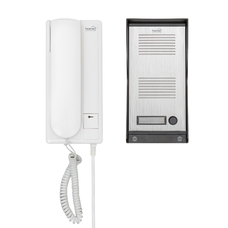 Home DP 22 drôtová sada domáceho telefónu, vonkajšia jednotka z hliníka na povrchovú montáž, dvojvodičové pripojenie, možnosť otvárania zámku, vodotesnosť IP23, 230V Home DP 22 drôtová sada domáceho telefónu, vonkajšia jednotka z hliníka na povrchovú montáž, dvojvodičové pripojenie, možnosť otvárania zámku, vodotesnosť IP23, 230V