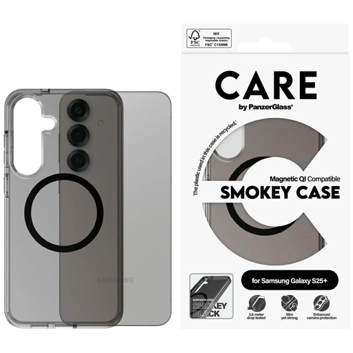 CARE by PanzerGlass Flagship Urban Combat Fekete QI tok Samsung Galaxy S25+ - Félátlátszó füsttok CARE by PanzerGlass Flagship Urban Combat Fekete QI tok Samsung Galaxy S25+ - Félátlátszó füsttok