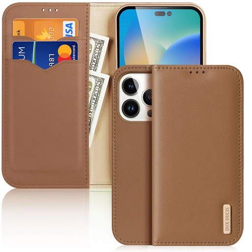 Dux Ducis Hivo valódi bőr fliptok kártyák és dokumentumok számára iPhone 14 Pro Barna tok Dux Ducis Hivo valódi bőr fliptok kártyák és dokumentumok számára iPhone 14 Pro Barna tok