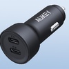 Aukey CC-Y23 autós töltő, 2xUSB-C, 65W (fekete) - 4. kép