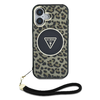 Guess IML Leopard Triangle Logo Strap MagSafe tok iPhone 16-hoz barna - 0. kép