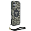 Guess IML Leopard Triangle Logo Strap MagSafe tok iPhone 16-hoz barna - 1. kép