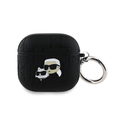 Karl Lagerfeld PU Dombornyomott Karl és Choupette fej AirPods 4 tok Fekete
