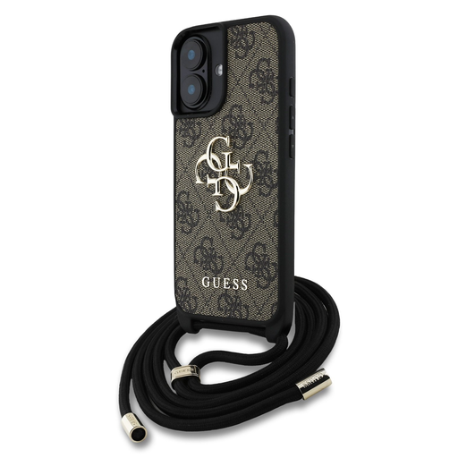 Guess PU 4G Metal Logo Crossbody Strap tok iPhone 16 barna tok