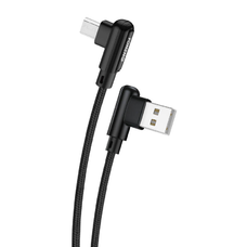 Foneng X70 könyök USB - Micro USB kábel, 3A, 1m (Fekete)