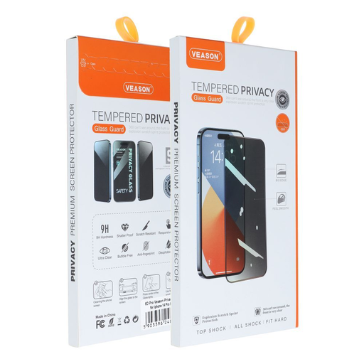 6D Pro Veason Privacy üvegfólia - iPhone 16 Plus fekete 6D Pro Veason Privacy üvegfólia - iPhone 16 Plus fekete