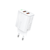 Foneng fali töltő EU63 - 2xUSB - 12W USB-ről Type C kábel fehér - 0. kép