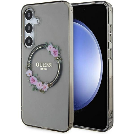 Guess IML Flowers Wreath MagSafe tok Samsung Galaxy S24+ - fekete