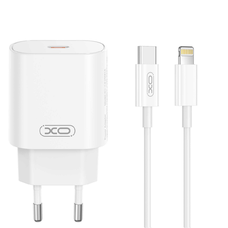 XO fali töltő CE25 PD 25W 1x USB-C fehér + USB-C - Lightning kábel