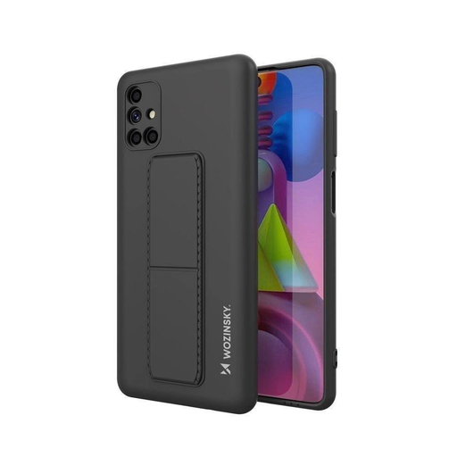 Wozinsky Kickstand Case szilikonállványos tok Samsung Galaxy M51-hez fekete tok