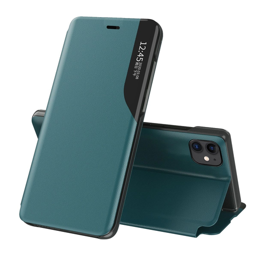 Eco Leather View Case elegáns fliptok kitámasztóval iPhone 13 Pro Max zöld tok Eco Leather View Case elegáns fliptok kitámasztóval iPhone 13 Pro Max zöld tok