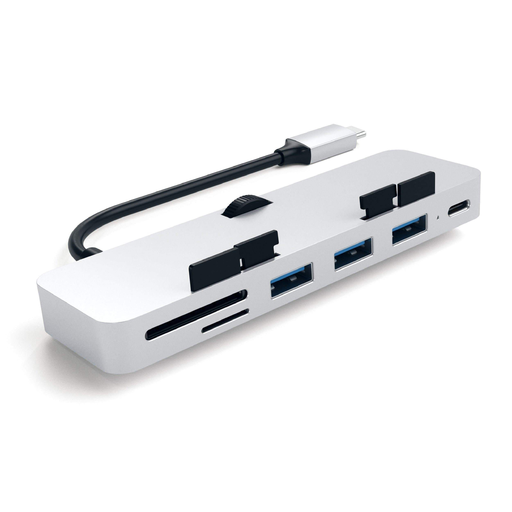 Satechi alumínium Type-C CLAMP PRO Hub (3x USB 3.0, MicroSD) - Ezüst