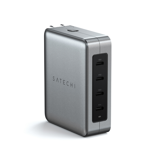 Satechi Utazó Töltő 145W USB-C 4-Port (4x USB-C PD, UK-EU-AU-US adapterekkel és hálós táskával) - Űrszürke