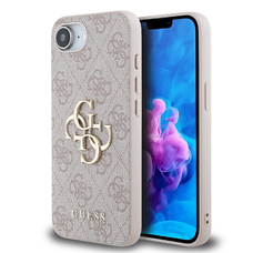 iPhone 16e Guess PU 4G Fém Logó Rózsaszín tok