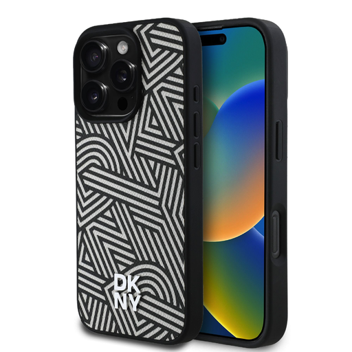 DKNY PU bőr Crosswalk minta Magsafe tok iPhone 16 Pro Max - Elefántcsont