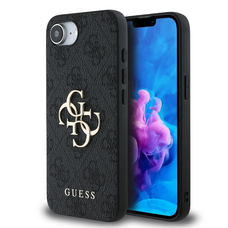 iPhone 16e Guess PU 4G Metal Logo tok szürke