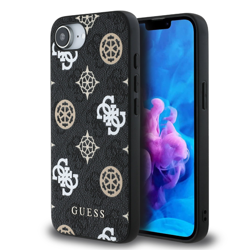 iPhone 16e Guess PU 4G Peony MagSafe tok Fekete