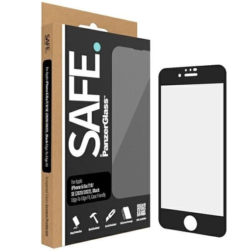 SAFE by PanzerGlass edzett üveg iPhone SE 2020 / SE 2022 / 8 / 7 / 6 / 6s - fekete kerettel üvegfólia