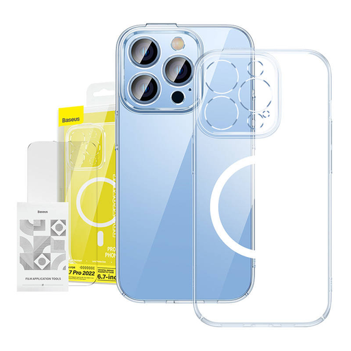 Baseus Crystal iPhone 14 Pro Max Átlátszó mágneses tok és üvegfólia Baseus Crystal iPhone 14 Pro Max Átlátszó mágneses tok és üvegfólia