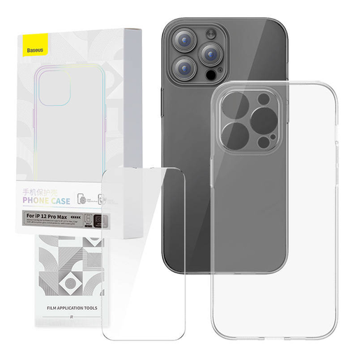 Baseus Corning átlátszó tok és edzett üvegfólia készlet, iPhone 12 Pro Max, tok és üvegfólia Baseus Corning átlátszó tok és edzett üvegfólia készlet, iPhone 12 Pro Max, tok és üvegfólia