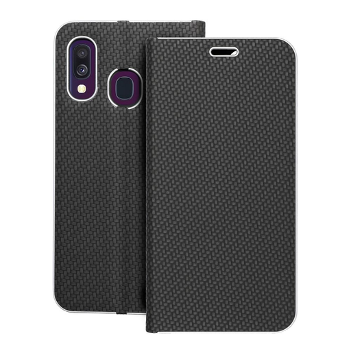 LUNA fliptok Carbon Samsung Galaxy A40 fekete tok LUNA fliptok Carbon Samsung Galaxy A40 fekete tok