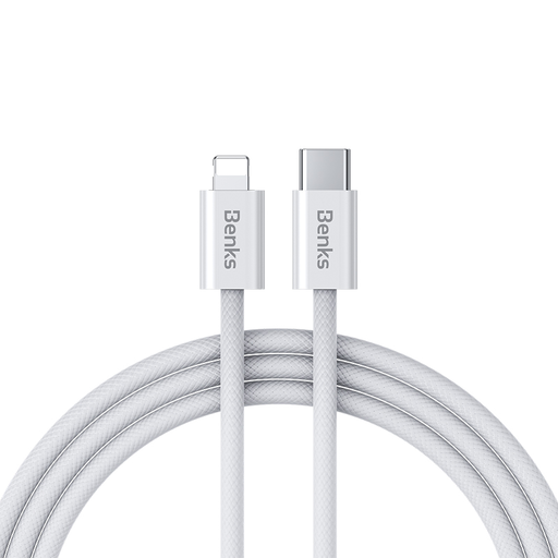 BenksCable D46 fonott - Type C - Lightning - PD 27W 3A 1 méter fehér