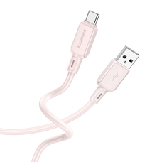 Borofone Kábel BX94 Crystal szín - USB - Typ C - 3A 1 méter világos rózsaszín,