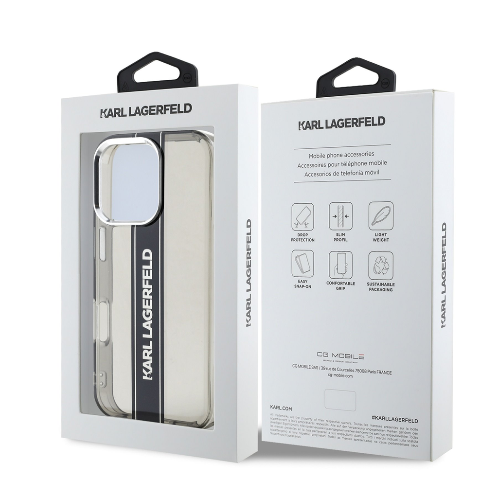  iPhone 16 Pro fekete Karl Lagerfeld IML Stripe Logo tok - 7