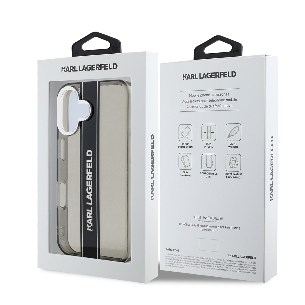  iPhone 16 Fekete Karl Lagerfeld IML Stripe Logo tok - 14
