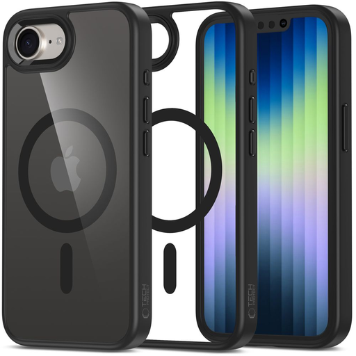 iPhone 16e Tech-protect Magmat Magsafe Fekete/átlátszó tok iPhone 16e Tech-protect Magmat Magsafe Fekete/átlátszó tok