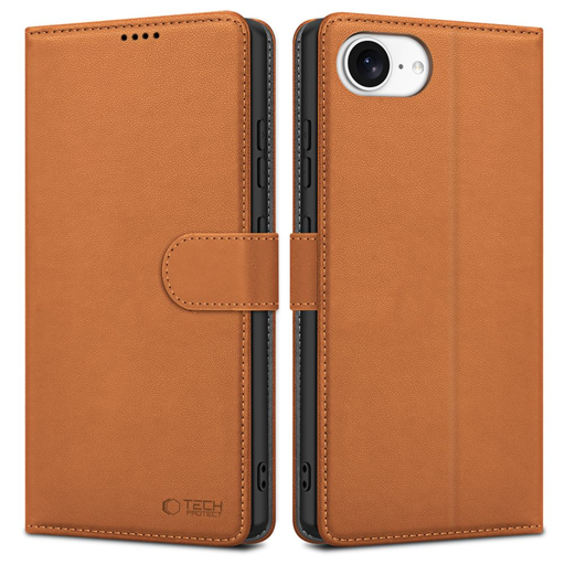 iPhone 16e Tech-protect Wallet Saddle Brown barna fliptok iPhone 16e Tech-protect Wallet Saddle Brown barna fliptok