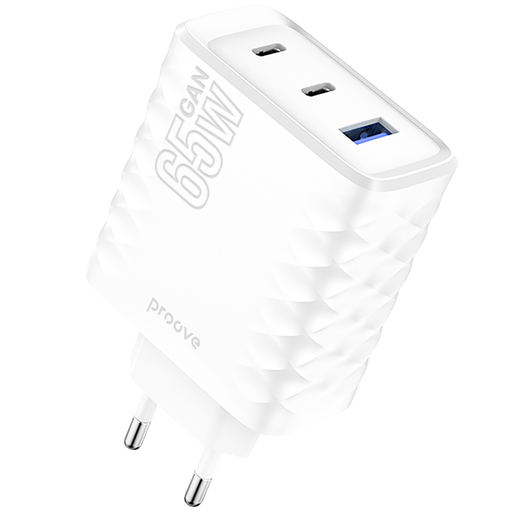 Proove Speed Surge Gan 65W fehér fali töltő, 2xUSB-C, 1xUSB-A