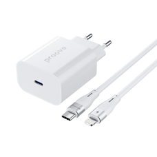 Proove fali töltő Rapid 20W Type-C + Kábel Type-C - Lightning 27W fehér