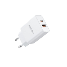 VEGER utazó adapter USB A + Type C PD QC3.0 3A 30W VLS302U fehér