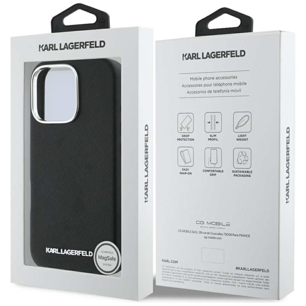 iPhone 16 Pro 6,3" Karl Lagerfeld Hardcase MagSafe FW Saffiano Metal Logo fekete tok - 8